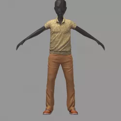 avatar casual set flower ornaments polo beige pants sneakers 3D model