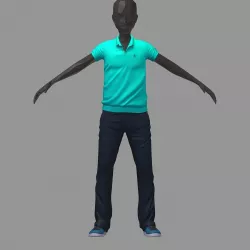 avatar casual set green polo darck pants sneakers 3D model