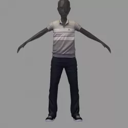 avatar casual set grey polo darck pants sneakers 3D model