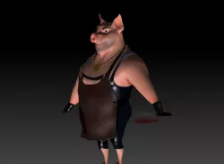 Butcher Pig CG-modeling Character  Low-poly  3D model