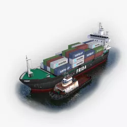 Cargo Ship and Tugboat 3D model