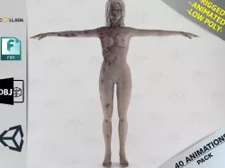 Female Zombie1 Animations Pack Low-poly  3D model