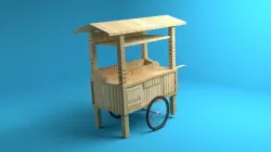 Gerobak - Traditional Wagon Low-poly  3D model