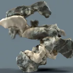 Large Overhanging Green and White Rock Low-poly  3D model