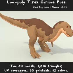 Low-poly T-rex Curious Pose Printable 12 colors Low-poly  3D model