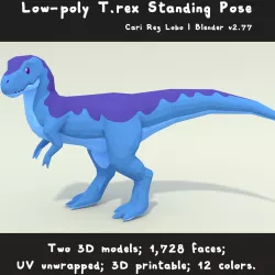 Low-poly T-rex Standing Pose Printable 12 colors Low-poly  3D model