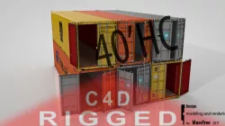 Shipping Container 40ft High Cube Rigged 3D model