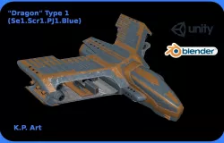 Spaceship Dragon Type 1 Se1-Sc1-PJ1-Blue Low-poly  3D model