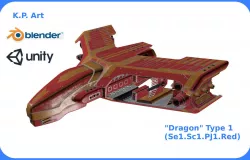 Spaceship Dragon Type 1 Se1-Sc1-PJ1-Red Low-poly  3D model