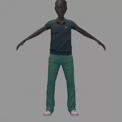 subdivision 3d model casual set grey polo green pants sneakers 3D model