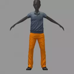 subdivision 3d model grey polo orange pants sneakers 3D model