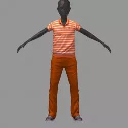 subdivision 3d model orange line polo pants sneakers 3D model