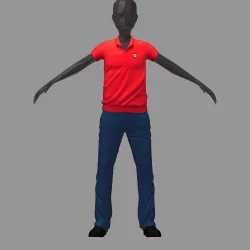 subdivision 3d model red polo blue pants sneakers 3D model
