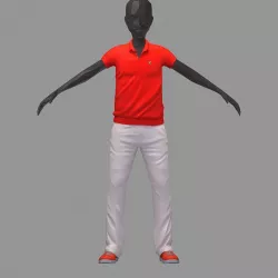 subdivision 3d model red polo white pants sneakers 3D model