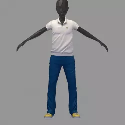 subdivision 3d model white polo blue pants yelow sneakers 3D model