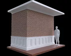Wainscoting detailing with brick wall and crown molding Low-poly  3D model