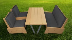 Wood Sofa Table Set 3D model