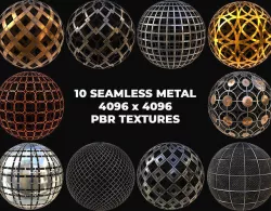 10 Seamless Metal Grids and Grates PBR Materials - Set 3 Texture