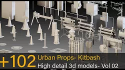 102 Urban Props- Vol 02- Kitbash- High detail 3d models Low-poly 3D model