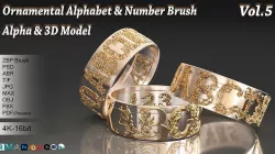 108 Ornamental Alphabet and Number Brush  Alpha 3D model Vol 5  3D model
