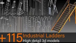115 Industrial Ladders- Kitbash- High detail 3d models Low-poly 3D model