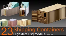 23 Shipping Containers- Vol 01- High detail 3d models Low-poly 3D model