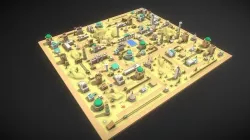 3D Environment  - Desert Town Low-poly 3D model