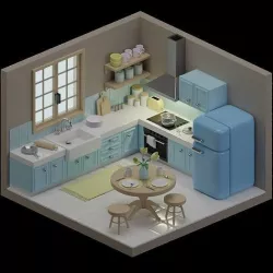 3d model Isometric Kitchen  3D model