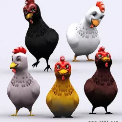 3DRT - Chibii Chicken Low-poly 3D model