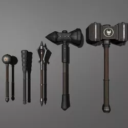 5 Blunt Weapon Package Low-poly 3D model