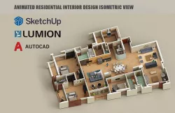 Animated Residential Interior design isometric view in Lumion 11 3D model