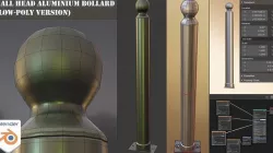 Ball Head Aluminium Bollard Low-poly 3D model