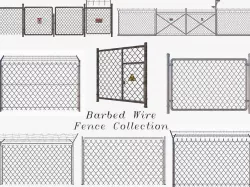 Barbed Wire fence collection 3D model
