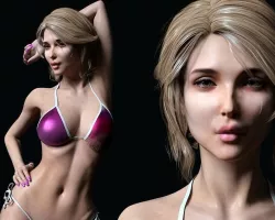 Beach Girl Model in bikini Low-poly 3D model
