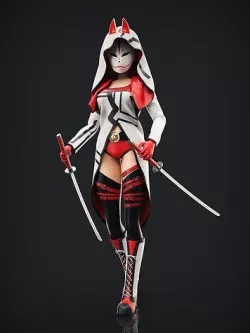 Blitz   Girl with katanas 3D model