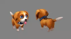 Cartoon beagle puppy - yellow dog Low-poly 3D model