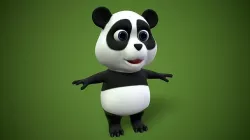 cartoon panda bear Low-poly 3D model