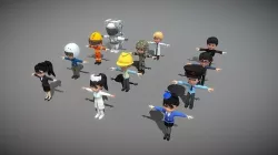 Cartoon Profession Chararcters Low-poly 3D model