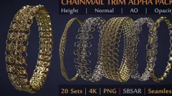Chainmail Trims Alpha Pack - PNG - 4K - SBSAR Texture