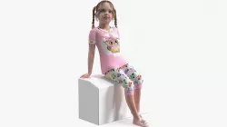 Child Girl Home Style Sitting Pose 3D model
