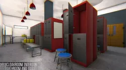 Cloakroom interior - bathroom and toilet Low-poly 3D model