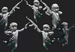 cupid angel for valentines day with gun 3D 3D model