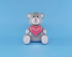 Cute 3d model polygon teddy bear character for Valentines day 3D model