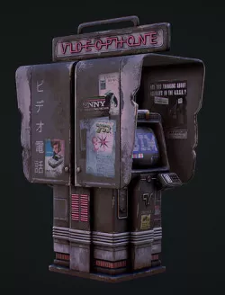 Cyberpunk Phone Booth Low-poly 3D model