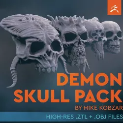 DEMON SKULL PACK - High Res 3D models by Mike Kobzar 3D model