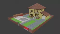Dublex Willage House Full Furniture Low-poly 3D model