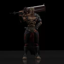 Fantasy game hero with two hand sword Low-poly 3D model