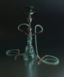 Glass hookah with wooden mouthpieces 3D model