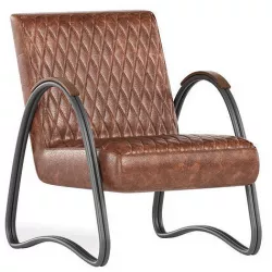 INDUSTRIAL ARMCHAIR IVY COGNAC ECO LEATHER 3D model