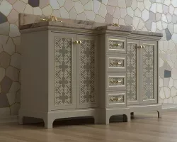 Large double washbasin with marble 3D model